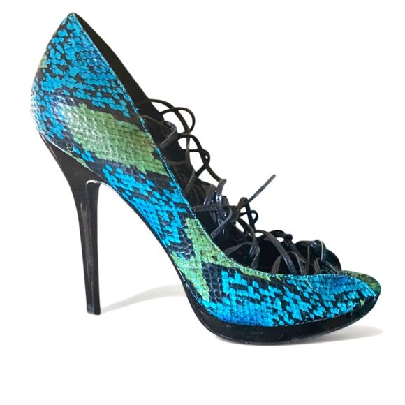 Bakers Shoes - Baker - Sexy Heels Green Snake Print Design SZ-9